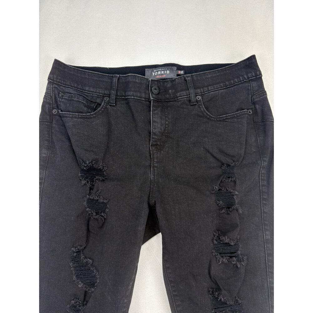 Torrid Bombshell Skinny Jeans Plus Size 18 Black Distressed - Picture 7 of 14